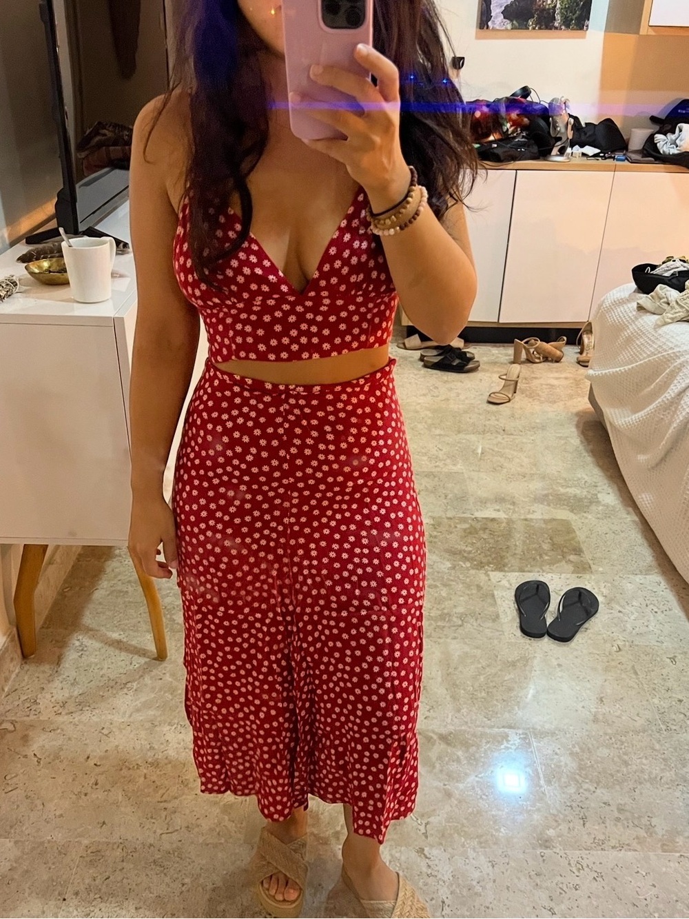 Reformation top and skirt set size 2